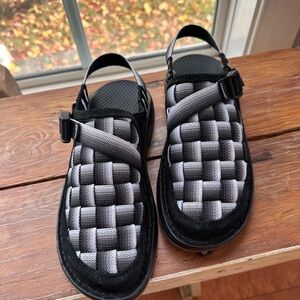 Chaco Black and Gray Woven Mules